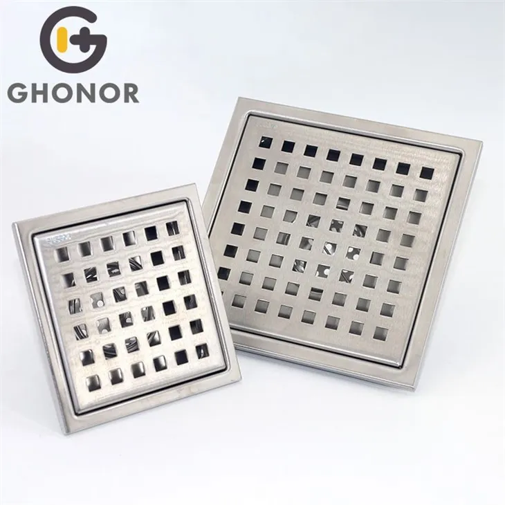 polished shower floor drain